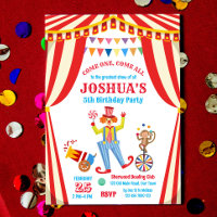 Invitation de fête d'anniversaire de clown de cirq