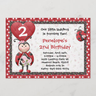 Invitation de fête d'anniversaire de coccinelle