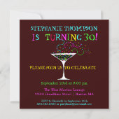Invitation de fête d'anniversaire de cocktail de (Dos)