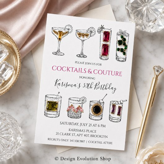 Invitation de fête d'anniversaire de cocktail de m