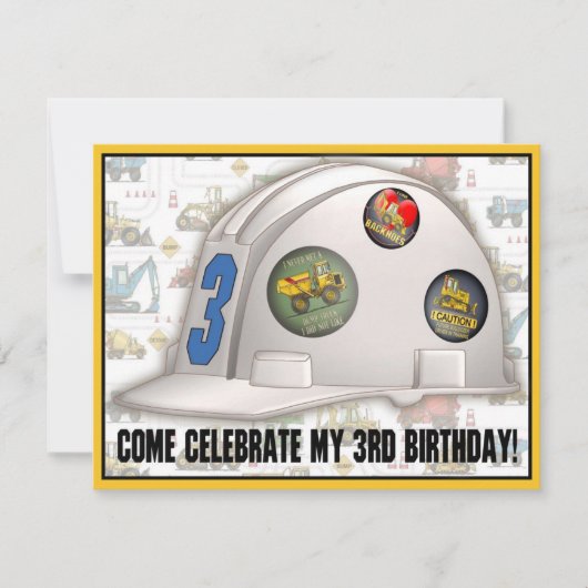 Invitation de fête d'anniversaire de construction (Devant)