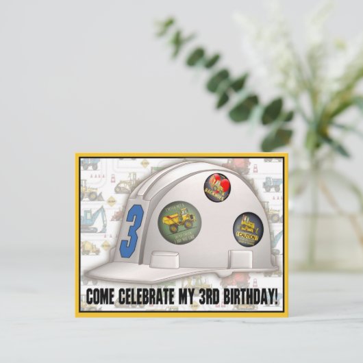 Invitation de fête d'anniversaire de construction (Debout devant)