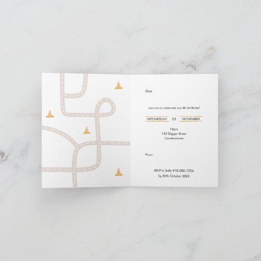 Invitation de fête d'anniversaire de construction (Intérieur)