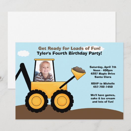 Invitation de fête d'anniversaire de construction (Devant / Derrière)