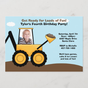 Invitation de fête d'anniversaire de construction