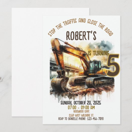 Invitation de fête d'anniversaire de construction (Devant / Derrière)