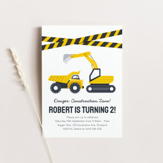 Invitation de fête d'anniversaire de construction