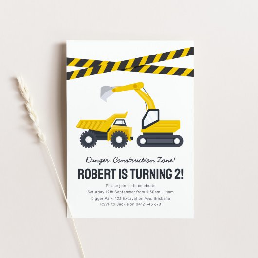 Invitation de fête d'anniversaire de construction