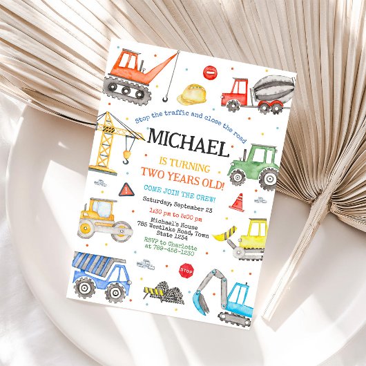 Invitation de fête d'anniversaire de construction