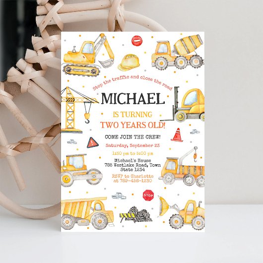 Invitation de fête d'anniversaire de construction