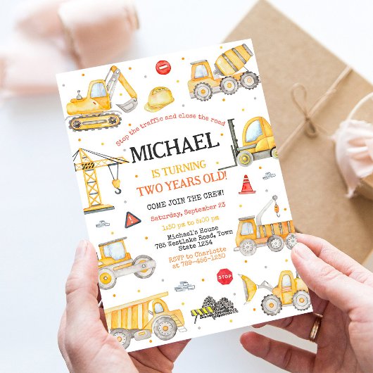 Invitation de fête d'anniversaire de construction