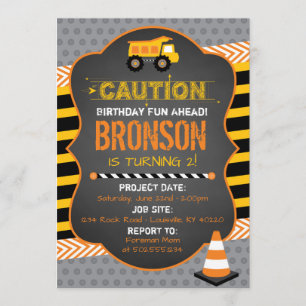 Invitation de fête d'anniversaire de construction