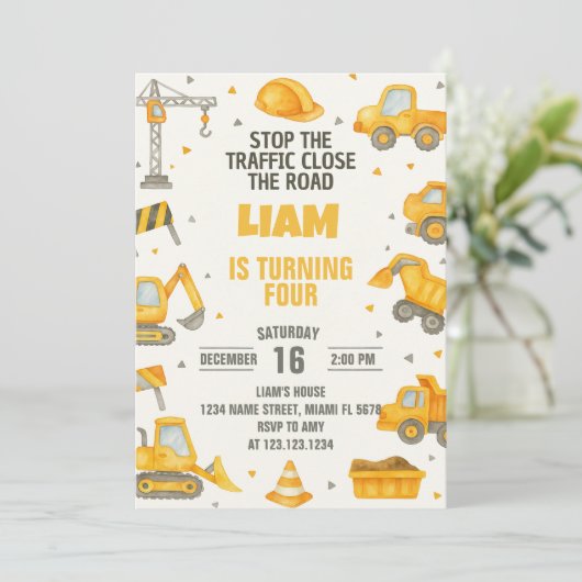 Invitation de fête d'anniversaire de construction (Debout devant)