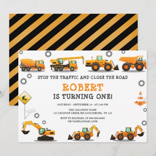 Invitation de fête d'anniversaire de construction (Devant / Derrière)