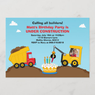 Invitation de fête d'anniversaire de construction