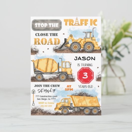 Invitation de fête d'anniversaire de construction (Debout devant)