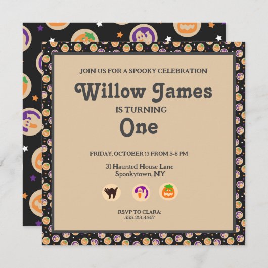 Invitation de fête d'anniversaire de Cookie Hallow (Devant / Derrière)
