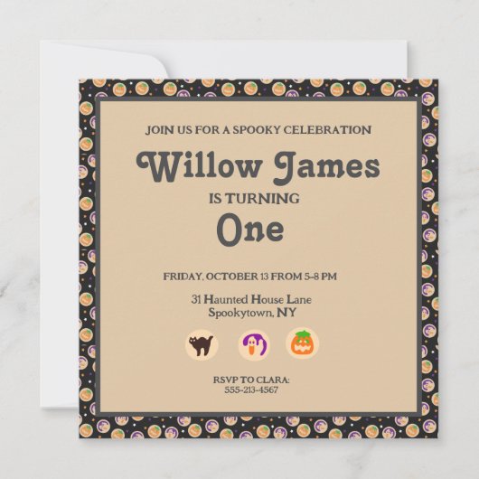 Invitation de fête d'anniversaire de Cookie Hallow (Devant)