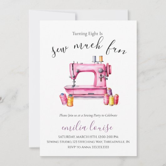 Invitation de fête d'anniversaire de couture (Devant)