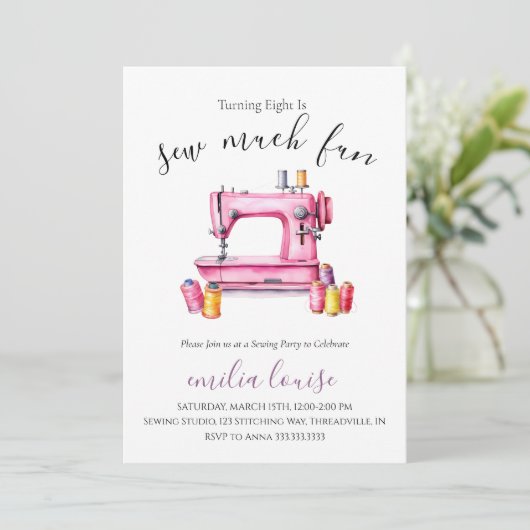 Invitation de fête d'anniversaire de couture (Debout devant)