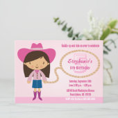 Invitation de fête d'anniversaire de cow-girl de (Debout devant)