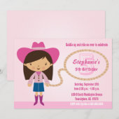 Invitation de fête d'anniversaire de cow-girl de (Devant / Derrière)