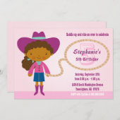 Invitation de fête d'anniversaire de cow-girl de (Devant / Derrière)