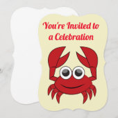 Invitation de fête d'anniversaire de crabe Célébra (Devant / Derrière)
