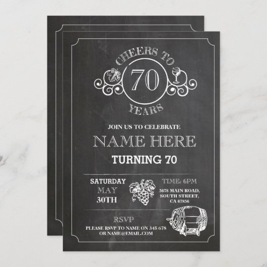 Invitation de fête d'anniversaire de craie (Devant / Derrière)