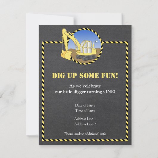 Invitation de fête d'anniversaire de craie de zone (Devant)