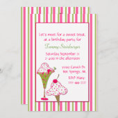 Invitation de fête d'anniversaire de crème glacée (Devant / Derrière)