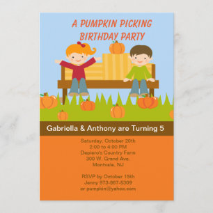 Invitation de fête d'anniversaire de cueillette de