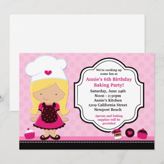 Invitation de fête d'anniversaire de cuisson (Devant / Derrière)