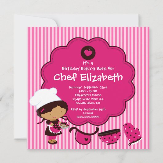 Invitation de fête d'anniversaire de cuisson de (Devant)