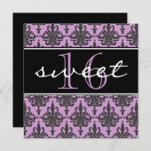 Invitation de fête d'anniversaire de damassé du (Devant / Derrière)