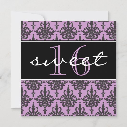 Invitation de fête d'anniversaire de damassé du (Devant)