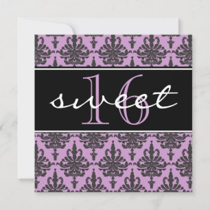 Invitation de fête d'anniversaire de damassé du