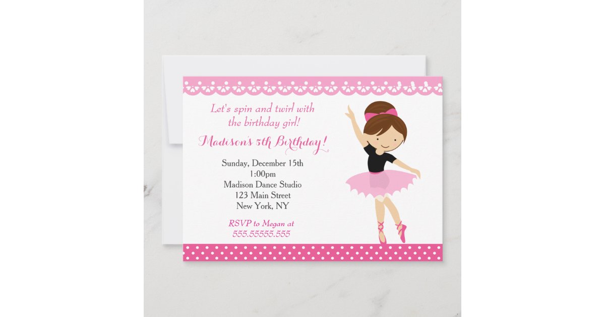 Invitation De Fete D Anniversaire De Danse De Zazzle Be