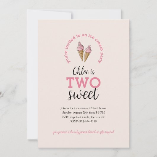 Invitation de fête d'anniversaire de deux douces (Devant)