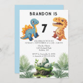 Invitation de fête d'anniversaire de Dinasaur (Devant / Derrière)