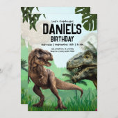 Invitation de fête d'anniversaire de Dinosaur, Roa (Devant / Derrière)