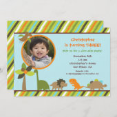 Invitation de fête d'anniversaire de dinosaure (Devant / Derrière)