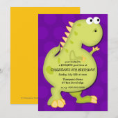 Invitation de fête d'anniversaire de dinosaure (Devant / Derrière)