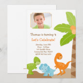 Invitation de fête d'anniversaire de dinosaure (Devant / Derrière)