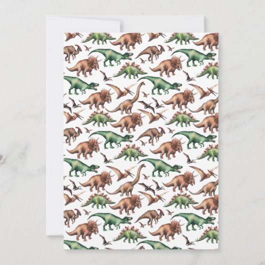 Invitation de fête d'anniversaire de dinosaure gar (Dos)