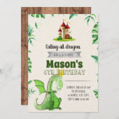 Invitation de fête d'anniversaire de dragon (Devant / Derrière)