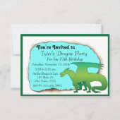 Invitation de fête d'anniversaire de dragon (Devant)