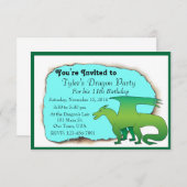 Invitation de fête d'anniversaire de dragon (Devant / Derrière)