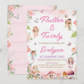 Invitation de fête d'anniversaire de fée papillon (Devant / Derrière)