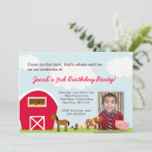 Invitation de fête d'anniversaire de ferme - avec (Debout devant)
